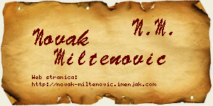 Novak Miltenović vizit kartica